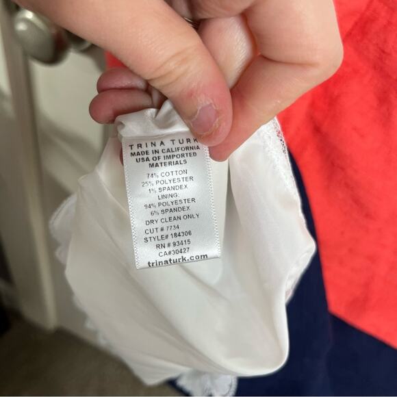 Trina Turk Miss Brady 2 Colorblock Lace Up Mini Shift Dress Size 6 - Picture 6 of 6